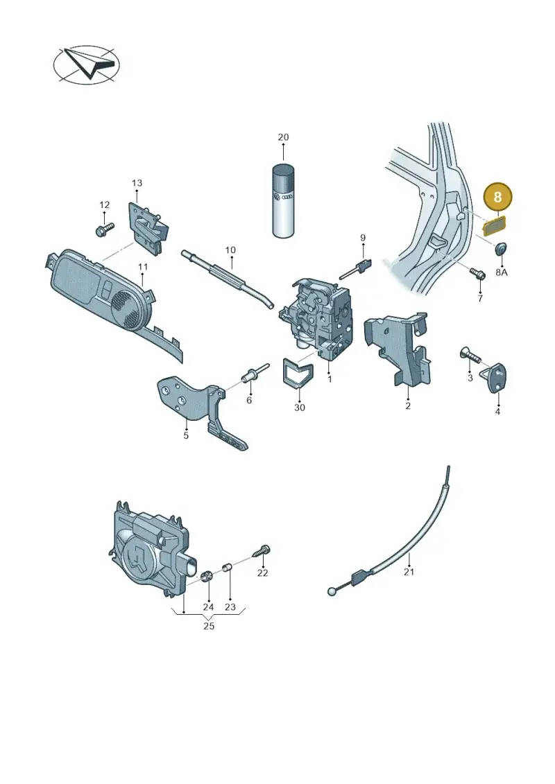 3D0837111A — Volkswagen Phaeton 4motion (2010-2016) diagram 258837000, position 8