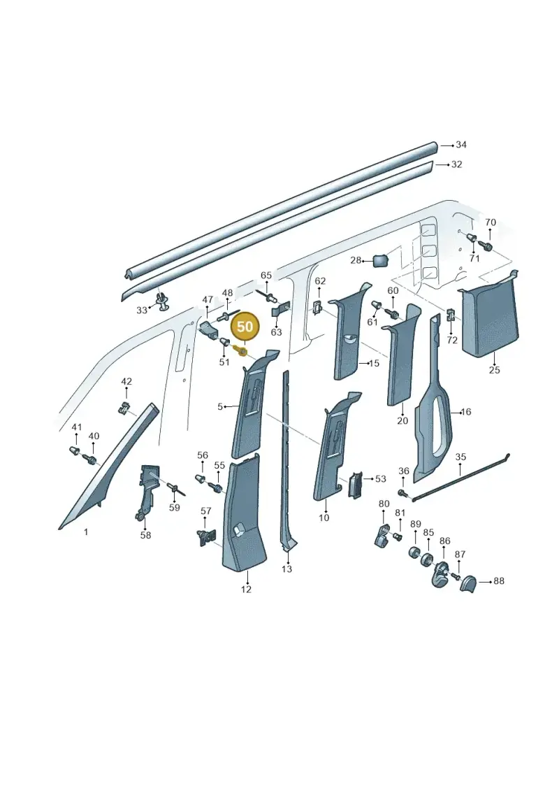 3D0867333 — Volkswagen Caravelle (2015-2019) diagram 731867700, position 50