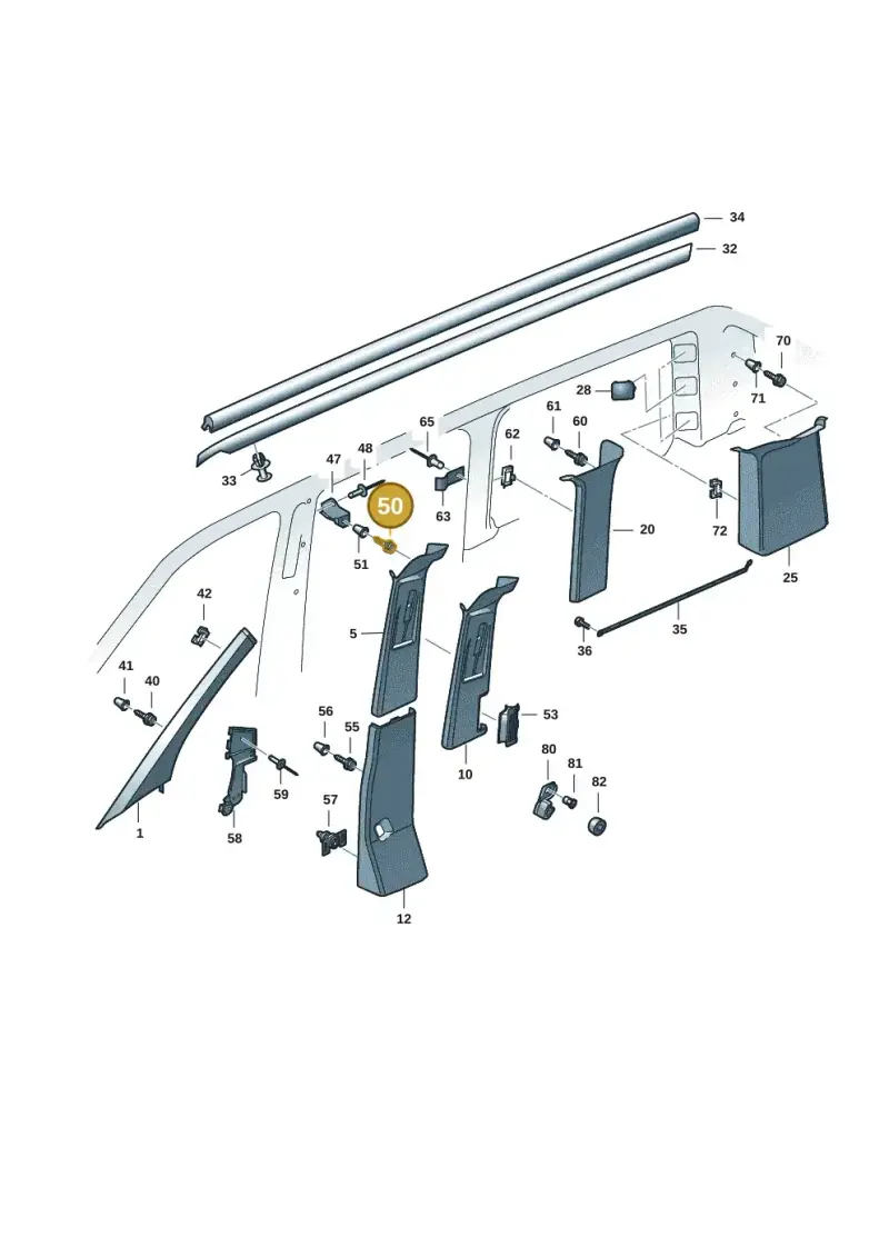 3D0867333 — Volkswagen Caravelle (2019-2024) diagram 7ep867070, position 50