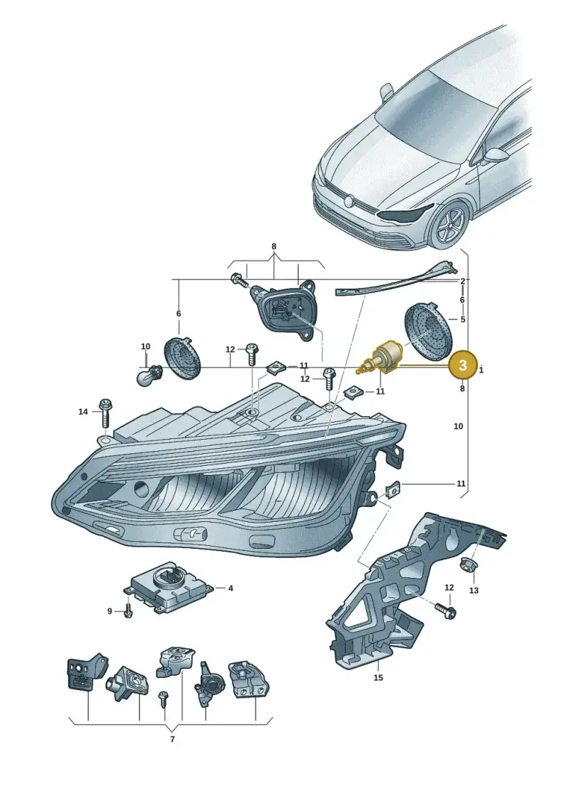 3D0941295 — Volkswagen Golf 2.0 BlueMotion (2019-2024) diagram 5h0941000, position 3