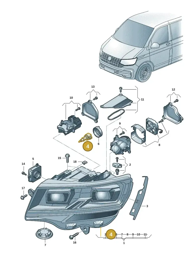 3D0941295 — Volkswagen Transport. multivan (2019-2024) diagram 7em941010, position 4