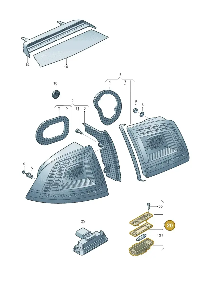 3D0943021A — Volkswagen Phaeton 4motion (2010-2016) diagram 710945000, position 20