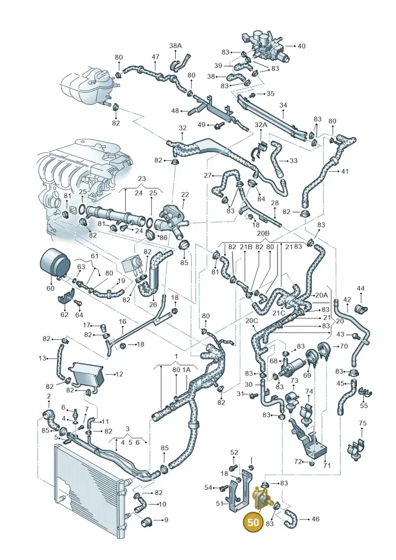 3D0965561D — Volkswagen PHAETON                08> (2007-) diagram 258121300, position 50