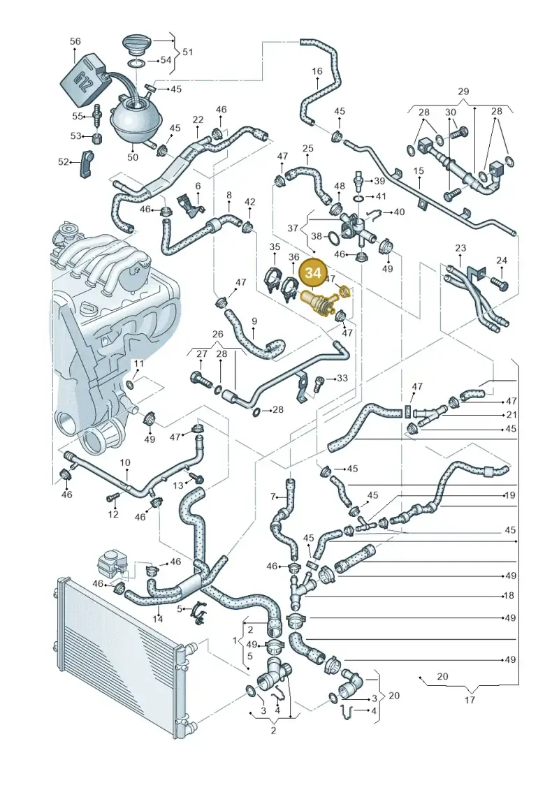 3D0965561D — Volkswagen Polo (2008-2009) diagram 461121350, position 34