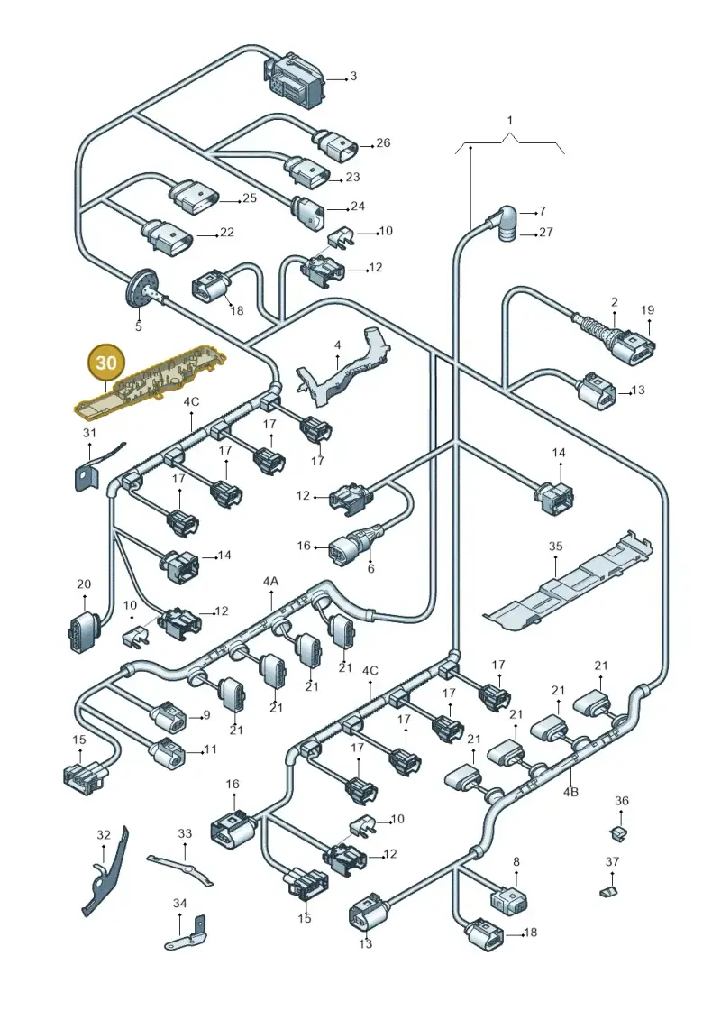 3D0971497K — Volkswagen Phaeton 4motion (2010-2016) diagram 258971080, position 30