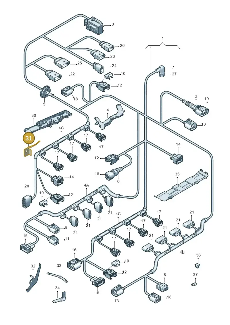 3D0971501AD — Volkswagen Phaeton 4motion (2010-2016) diagram 258971080, position 31