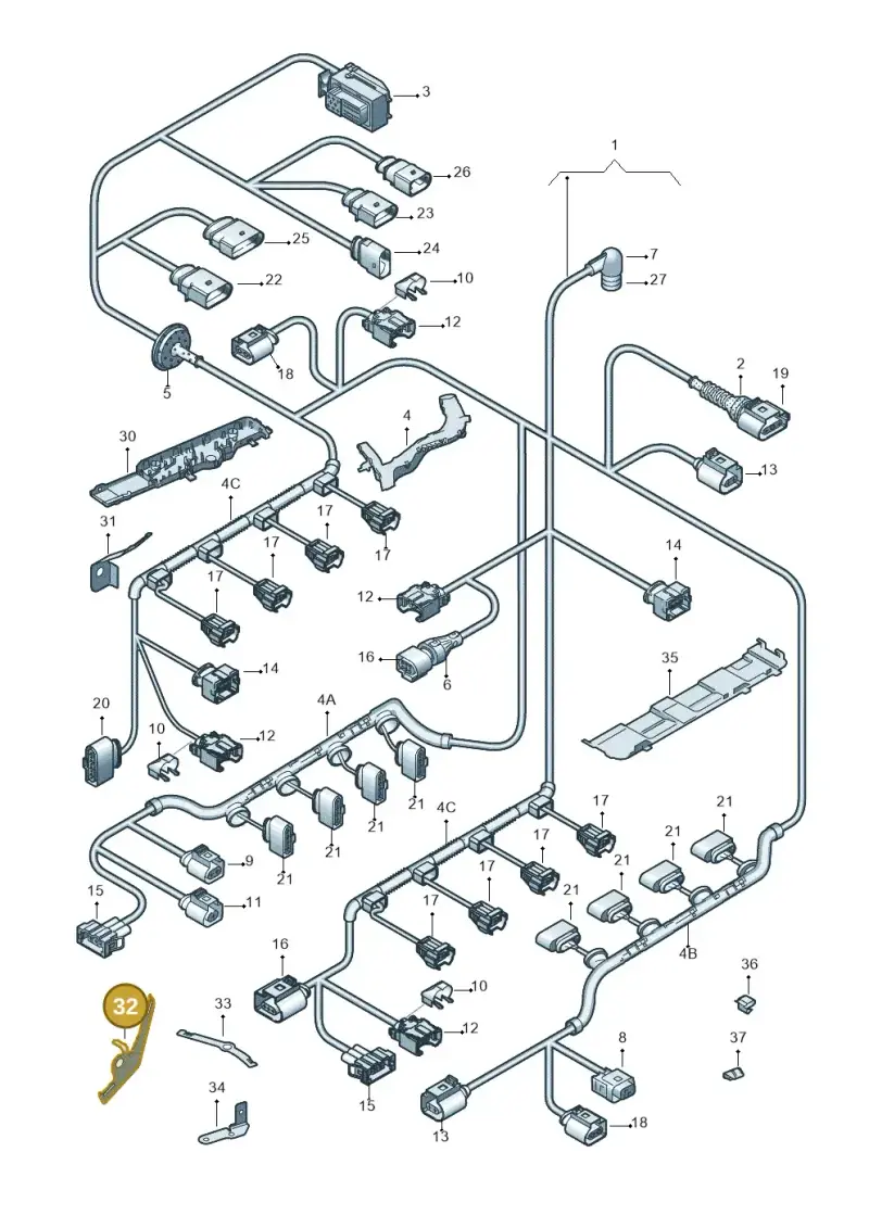 3D0971501AE — Volkswagen Phaeton 4motion (2010-2016) diagram 258971080, position 32