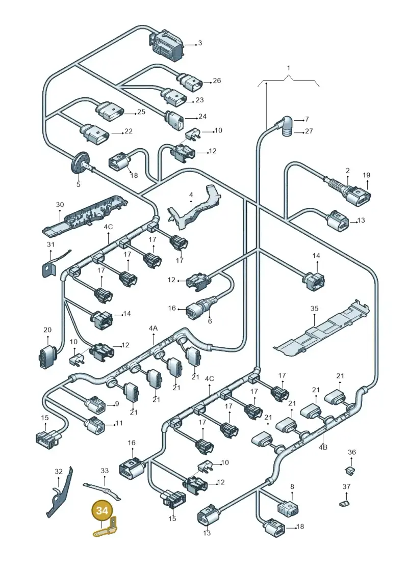 3D0971503AP — Volkswagen Phaeton 4motion (2010-2016) diagram 258971080, position 34