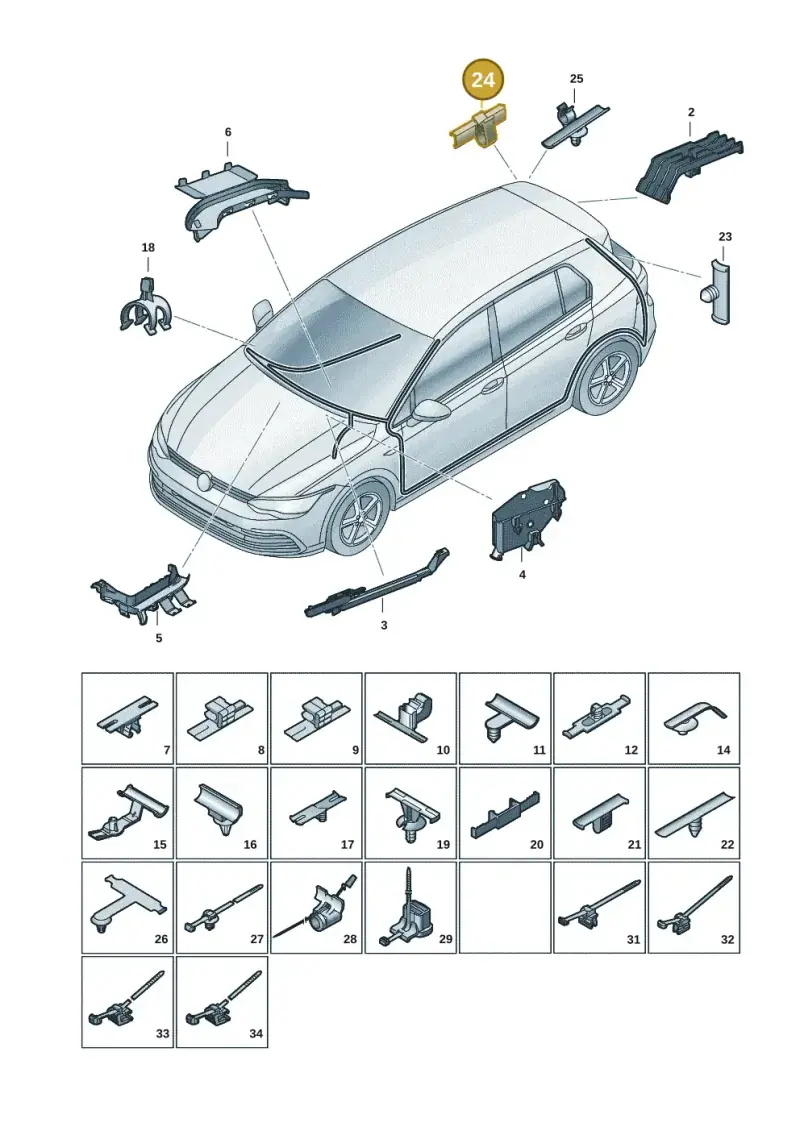 3D0971739 — Volkswagen Golf 2.0 BlueMotion (2019-2024) diagram 5h0971091, position 24