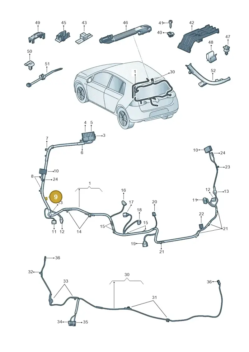 3D0971739 — Volkswagen Golf 2.0 (2016-2020) diagram 827972860, position 9