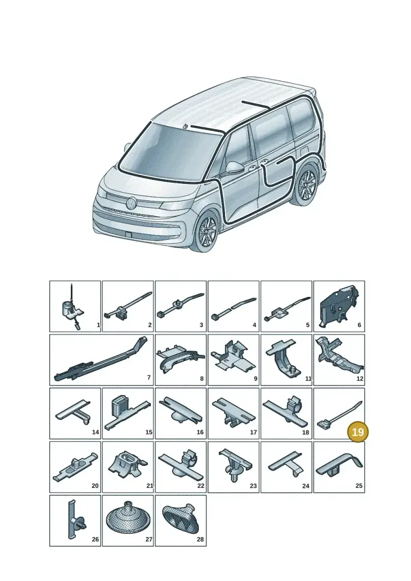 3D0971739 — Volkswagen Multivan (2021-) diagram 7t0972001, position 19