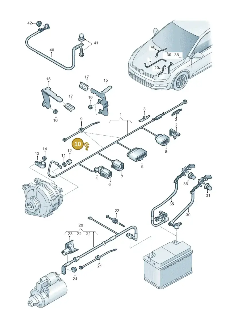 3D0971818 — Volkswagen Jetta 2.0 (2015-2015) diagram 746971010, position 10