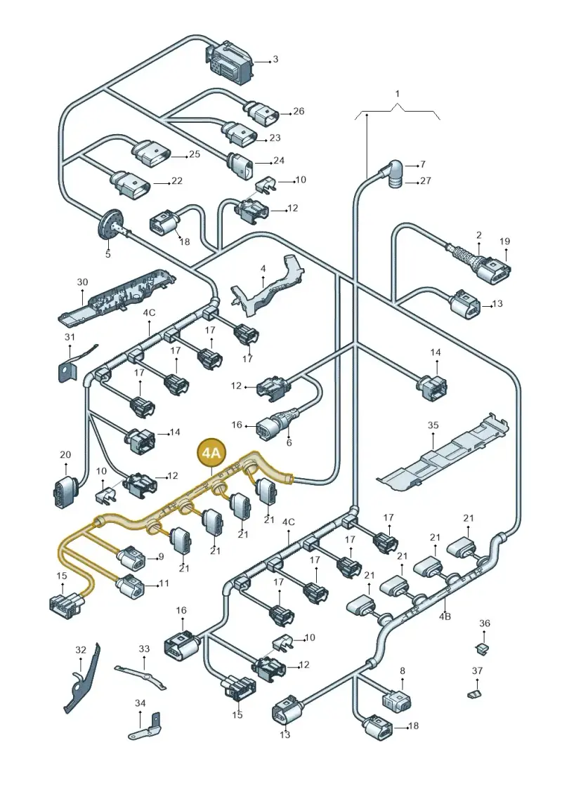 3D0971824G — Volkswagen Phaeton 4motion (2010-2016) diagram 258971080, position 4A