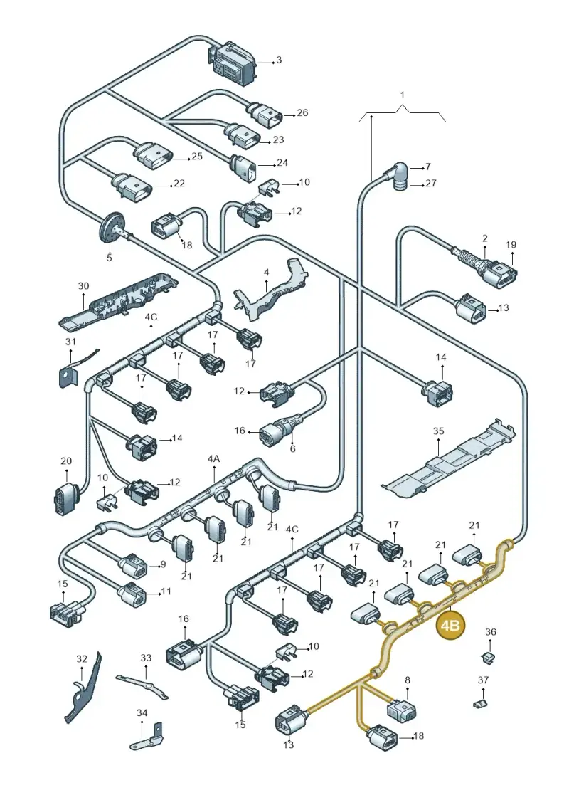 3D0971824H — Volkswagen Phaeton 4motion (2010-2016) diagram 258971080, position 4B