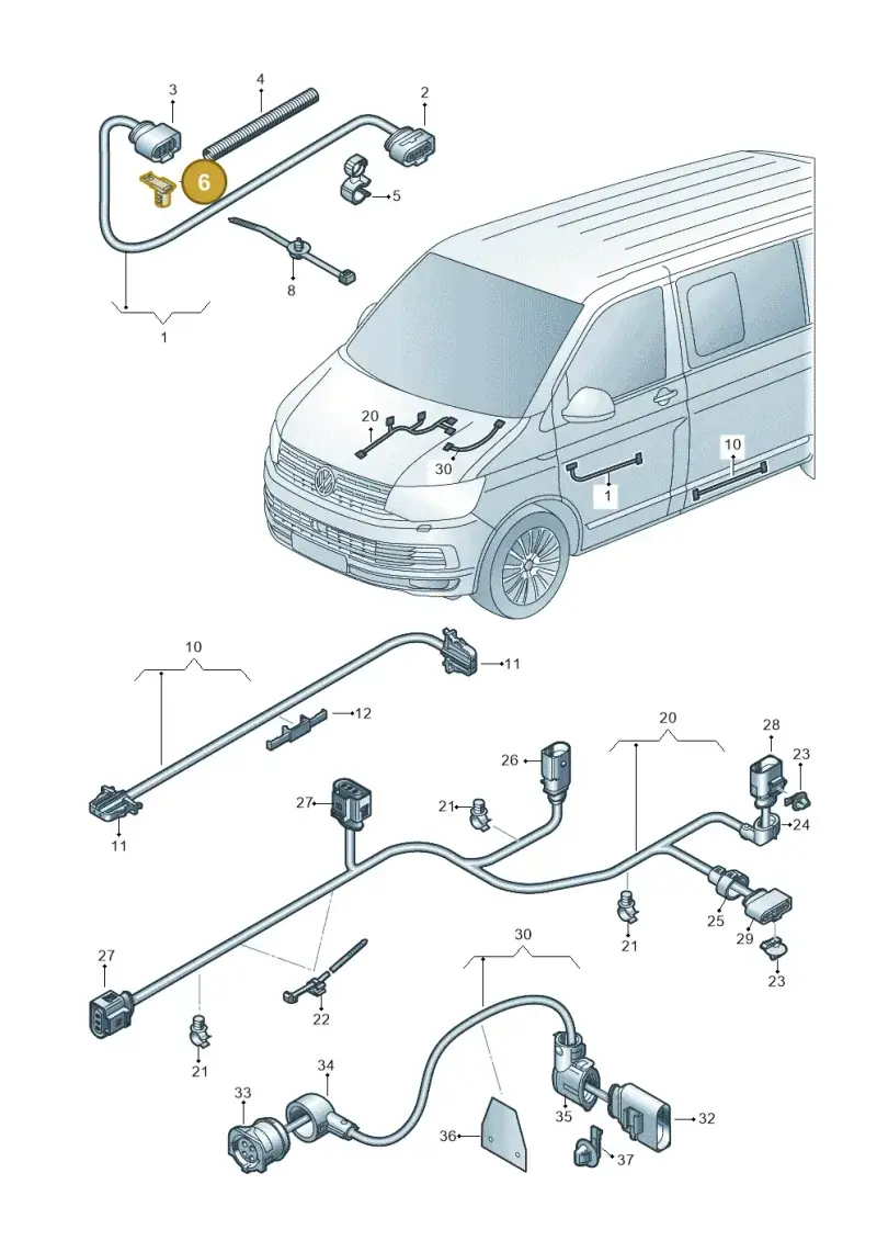 3D0971830D — Volkswagen Transport. multivan (2019-2024) diagram 7em971032, position 6