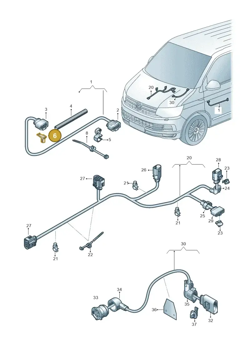 3D0971830D — Volkswagen Single-cab transp. (2019-2024) diagram 7fp971032, position 6