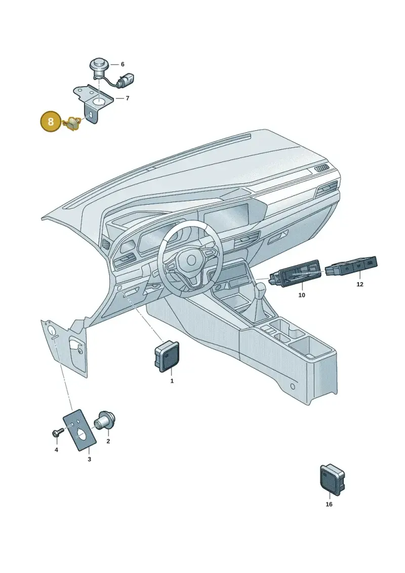 3D0971830F — Volkswagen Caddy Maxi Kombi (2020-2024) diagram 2ka941051, position 8