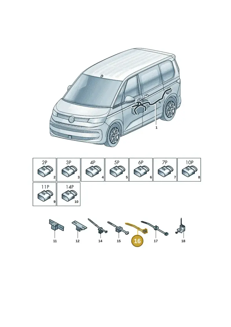 3D0971838H — Volkswagen Multivan (2021-2025) diagram 7t0972290, position 16