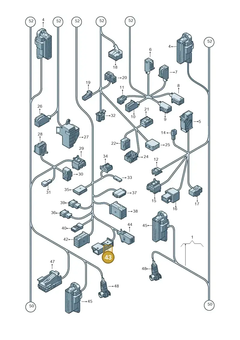 3D0973332 — Volkswagen Golf (2011-2013) diagram 649971820, position 43