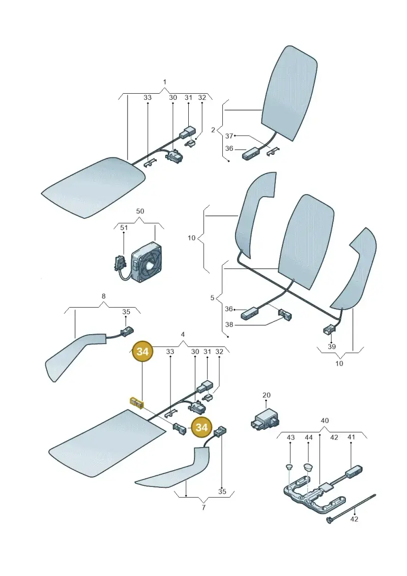 3D0973332 — Volkswagen Passat CC (2011-2016) diagram 702963000, position 34