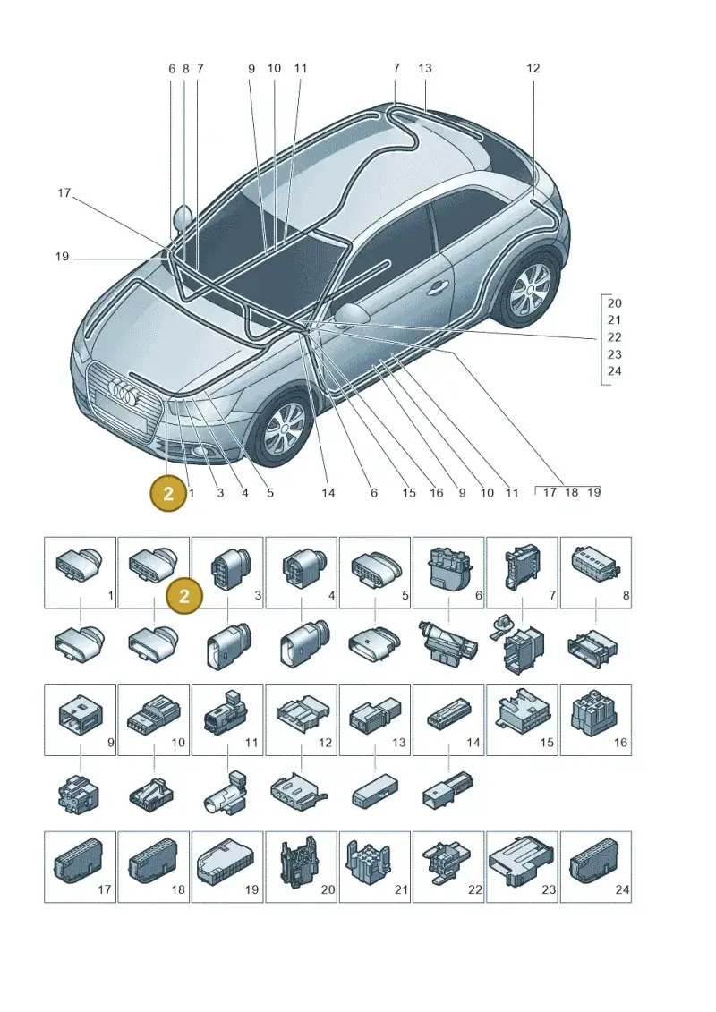 3D0973724G — Audi A1 Sportback (2010-2015) diagram 708971790, position 2