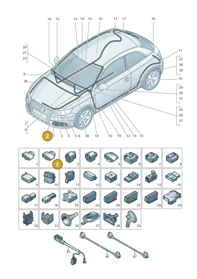3D0973724G — Audi A1 Sportback (2014-2018) diagram 792971790, position 2
