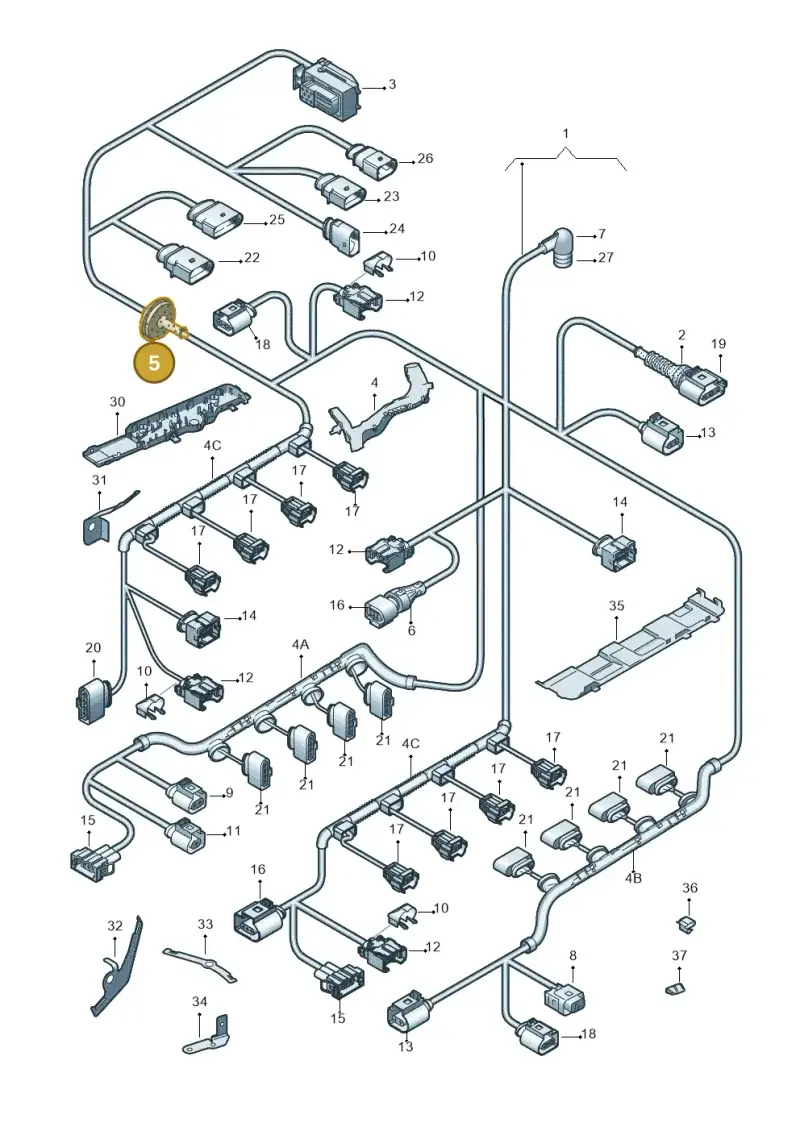 3D1971912 — Volkswagen Phaeton 4motion (2010-2016) diagram 258971080, position 5