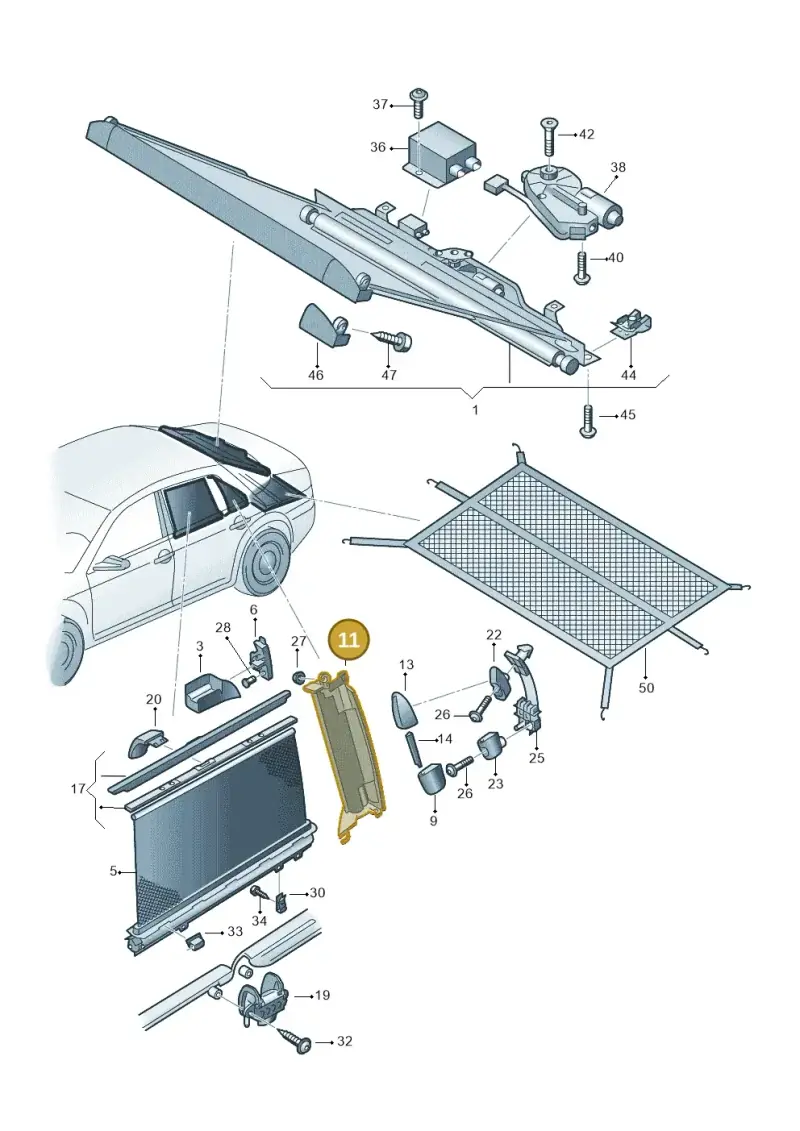 3D4861333D1QB — Volkswagen Phaeton 4motion (2010-2016) diagram 258861000, position 11