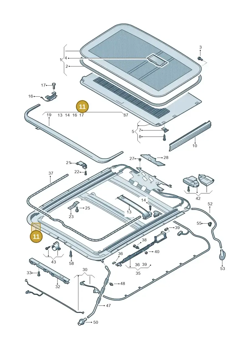 3D5877049 — Volkswagen Phaeton 4motion (2010-2016) diagram 258877000, position 11