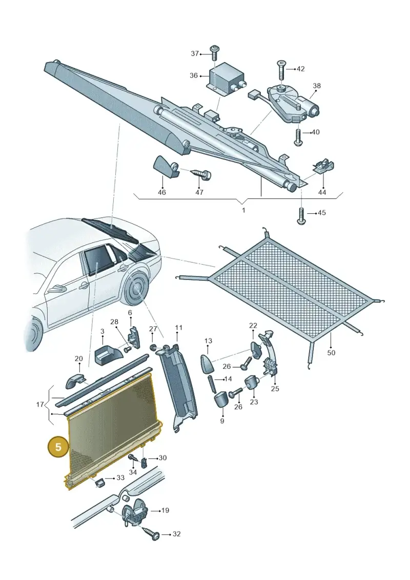 3D7861956A — Volkswagen Phaeton 4motion (2010-2016) diagram 258861000, position 5