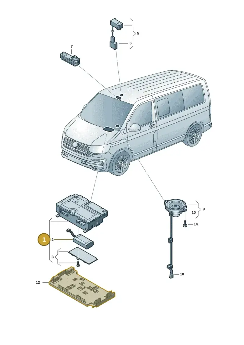 3G0035284B — Volkswagen Transport. multivan (2019-2024) diagram 7em035060, position 1
