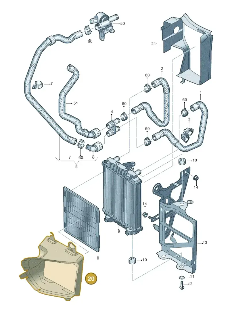 3G0121333 — Volkswagen Passat saloon (2014-2024) diagram 746121660, position 20