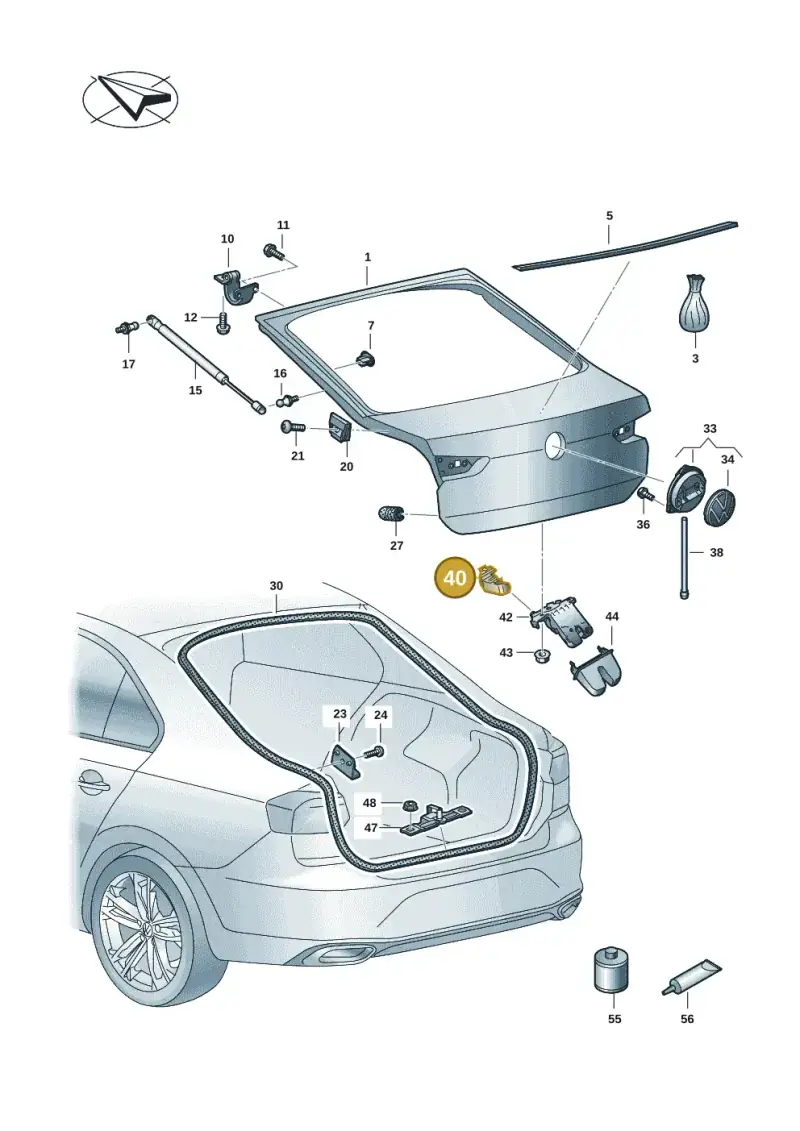 3G0827645A — Volkswagen Polo 1.6 (2020-2022) diagram 62x827000, position 40
