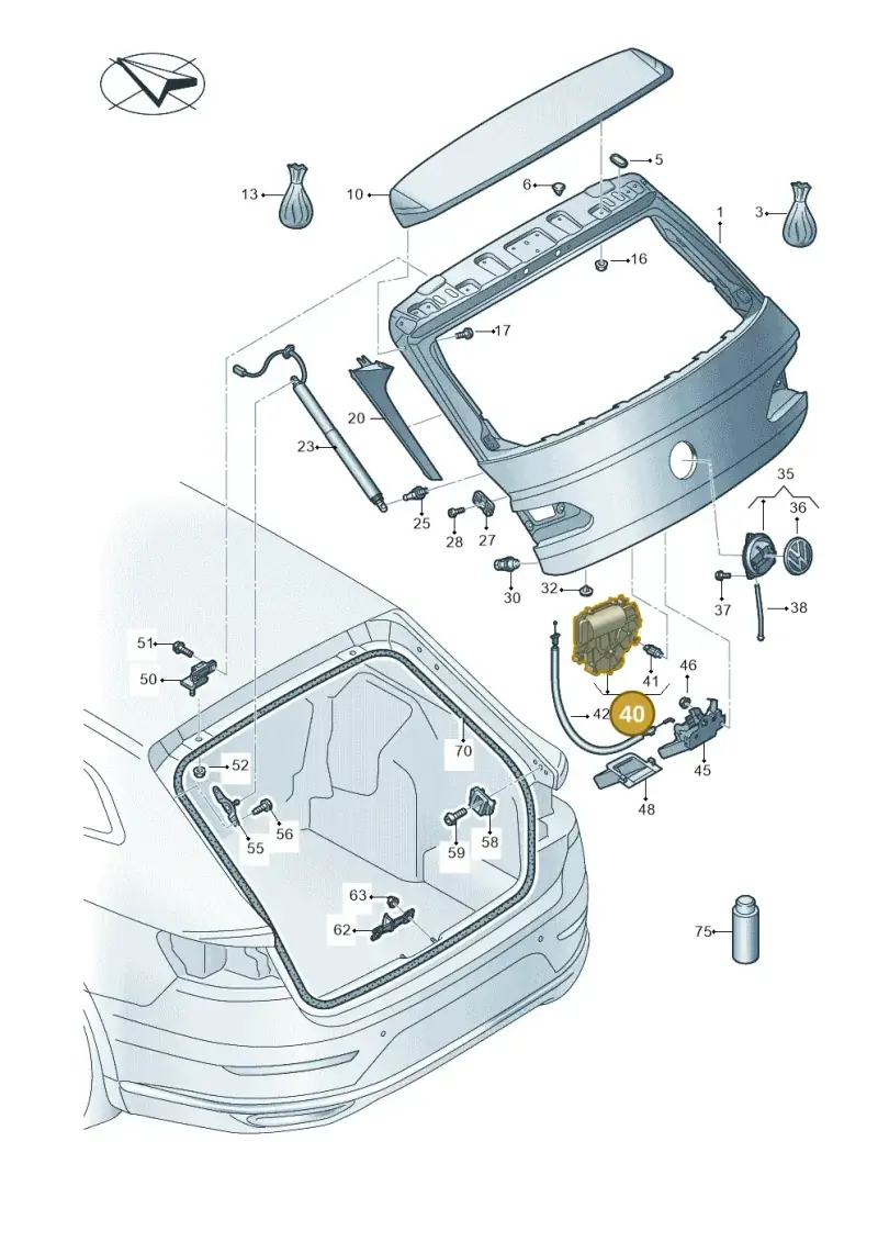 3G0827887B — Volkswagen Arteon (2017-2023) diagram 828827100, position 40