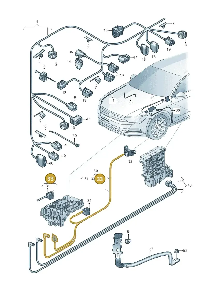 3G0971054 — Volkswagen Passat saloon (2014-2024) diagram 793971830, position 33