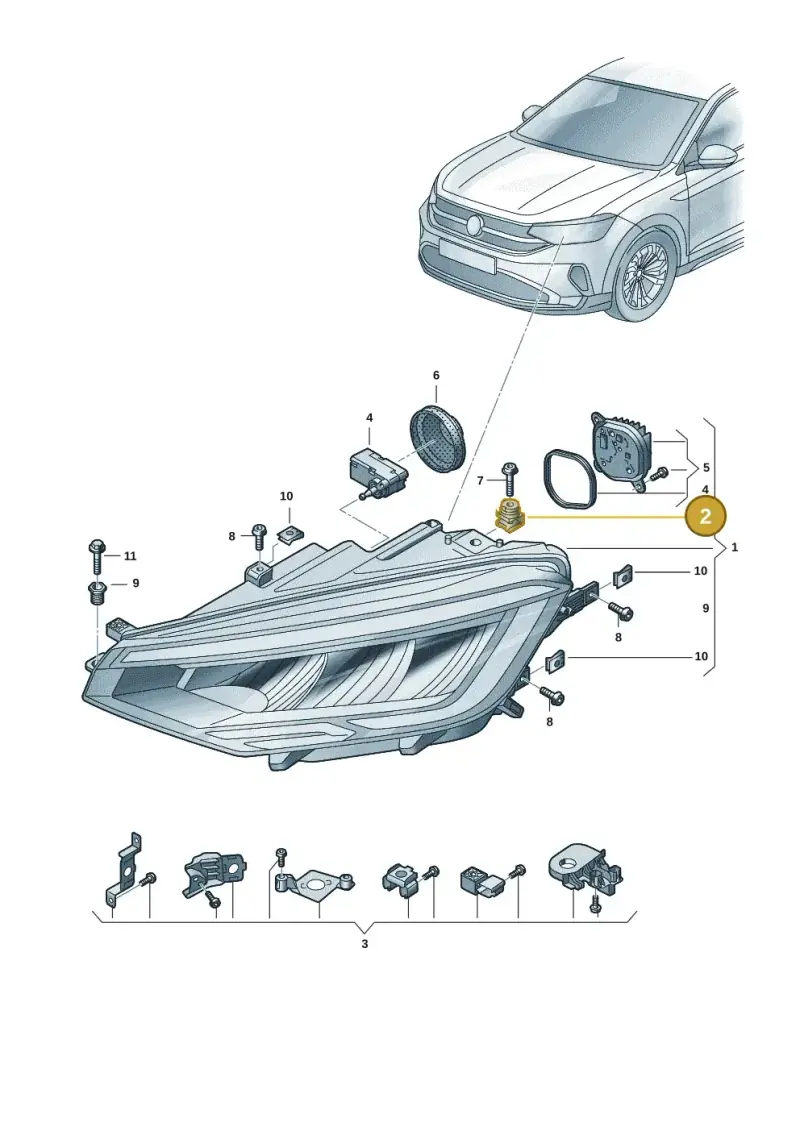 3G1941141 — Volkswagen Taigo (2021-2024) diagram 2f0941010, position 2