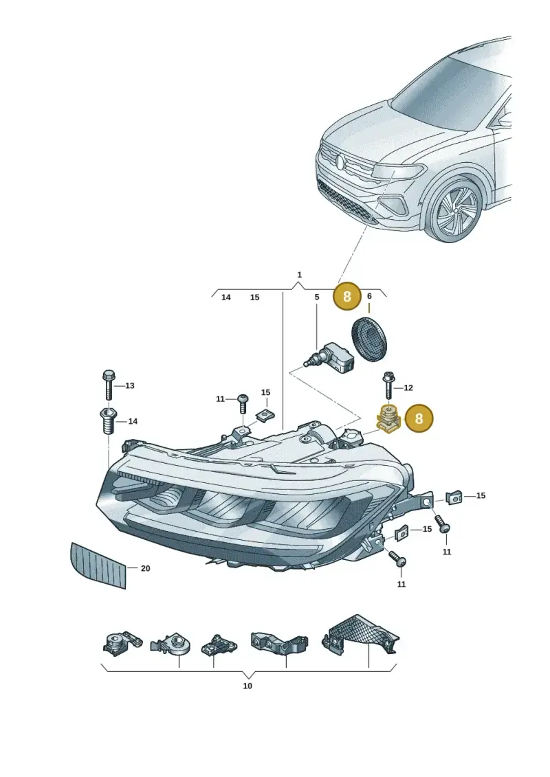 3G1941141 — Volkswagen T-Cross 1,0 (2018-2024) diagram 587941005, position 8