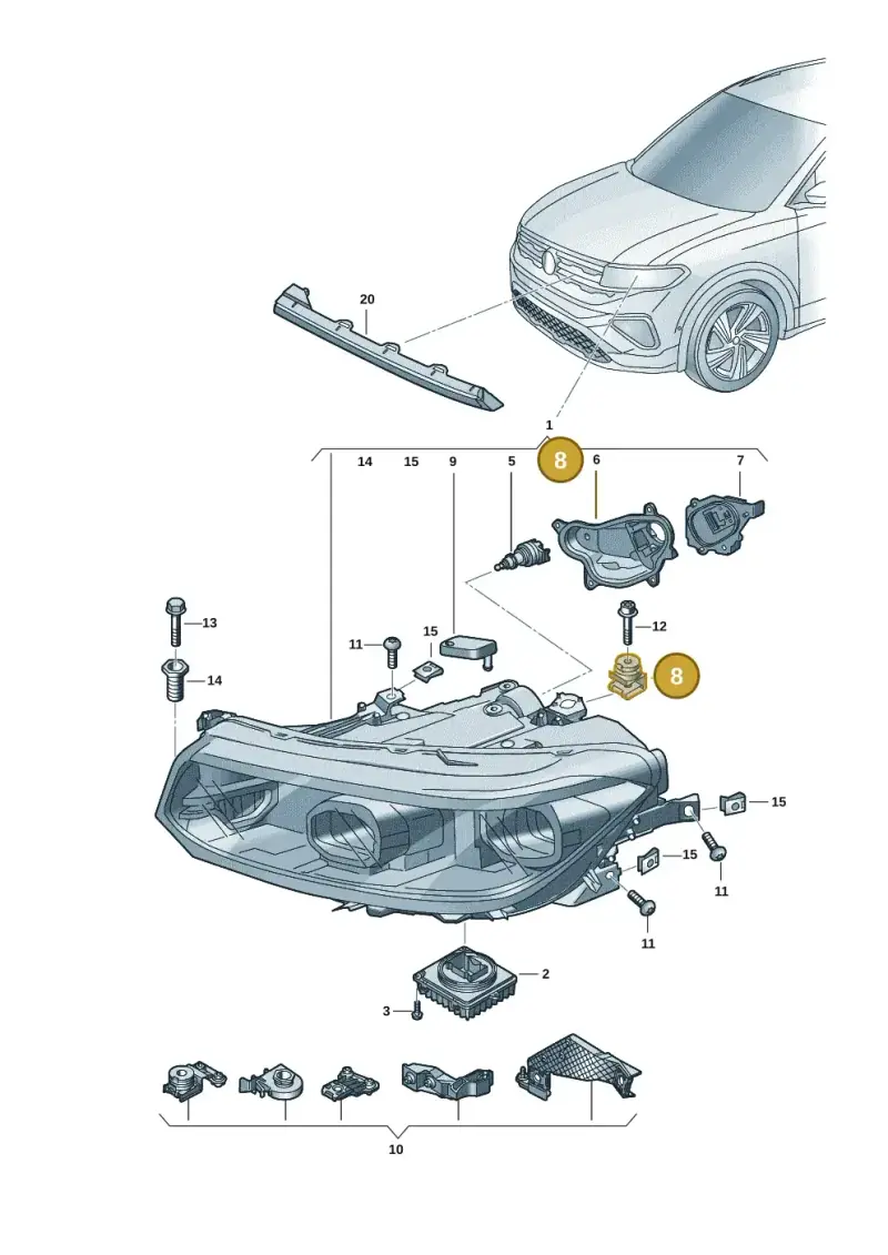 3G1941141 — Volkswagen T-Cross 1,0 (2018-2024) diagram 587941015, position 8
