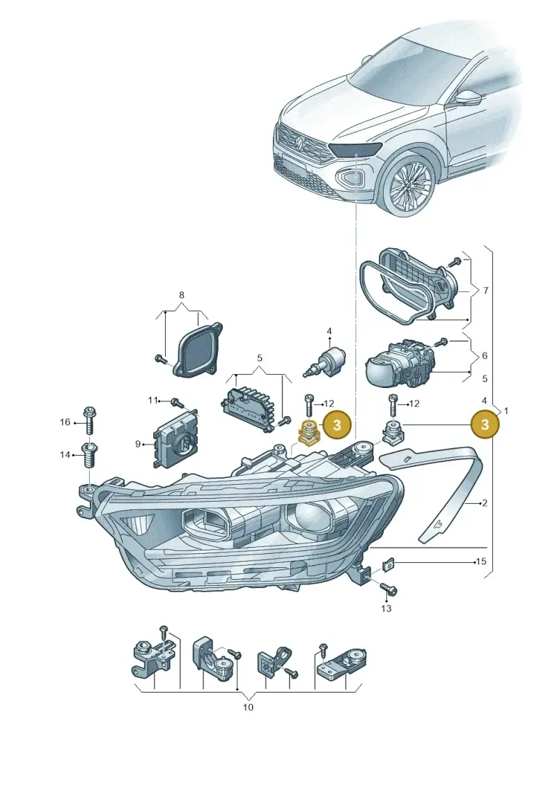 3G1941141 — Volkswagen T-Roc convertible 1.5 (2019-2024) diagram 813941025, position 3