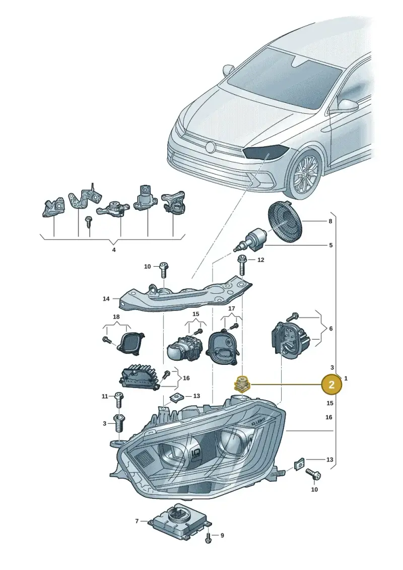 3G1941141 — Volkswagen Polo 1.0 BlueMotion (2017-2024) diagram 837941026, position 2