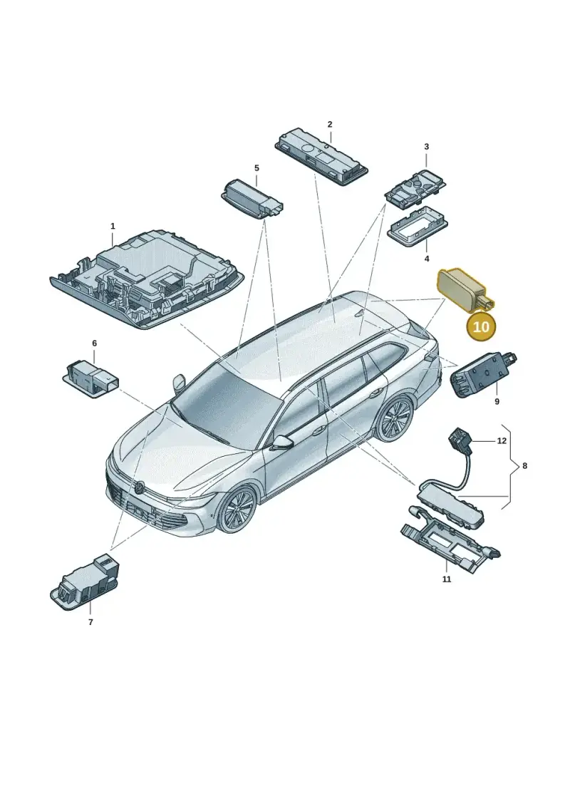 3G8947409 — Volkswagen Passat Estate (2023-2025) diagram 3j0947000, position 10
