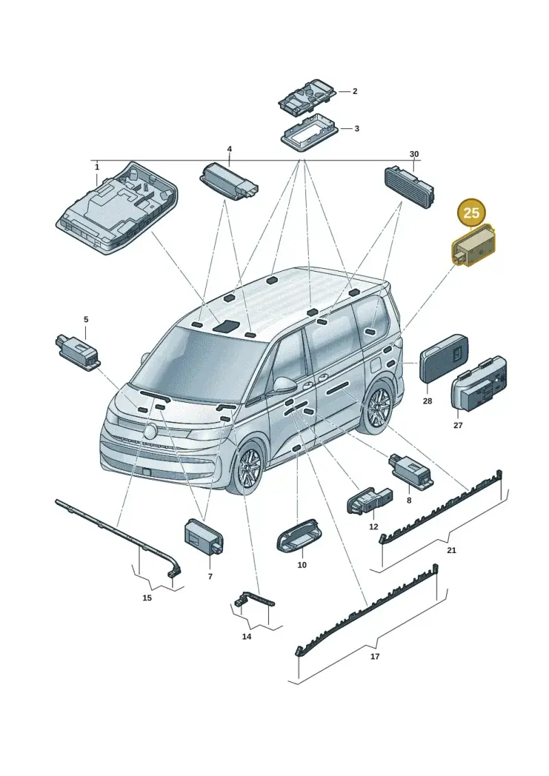3G8947409 — Volkswagen Multivan (2021-2025) diagram 7t0947000, position 25