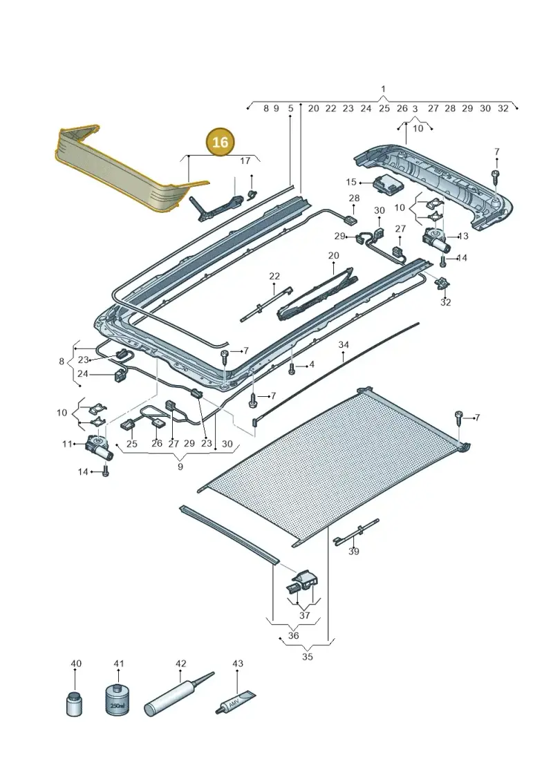 3G9877651B — Volkswagen Tiguan 2.0 4Motion (2016-2024) diagram 884877100, position 16