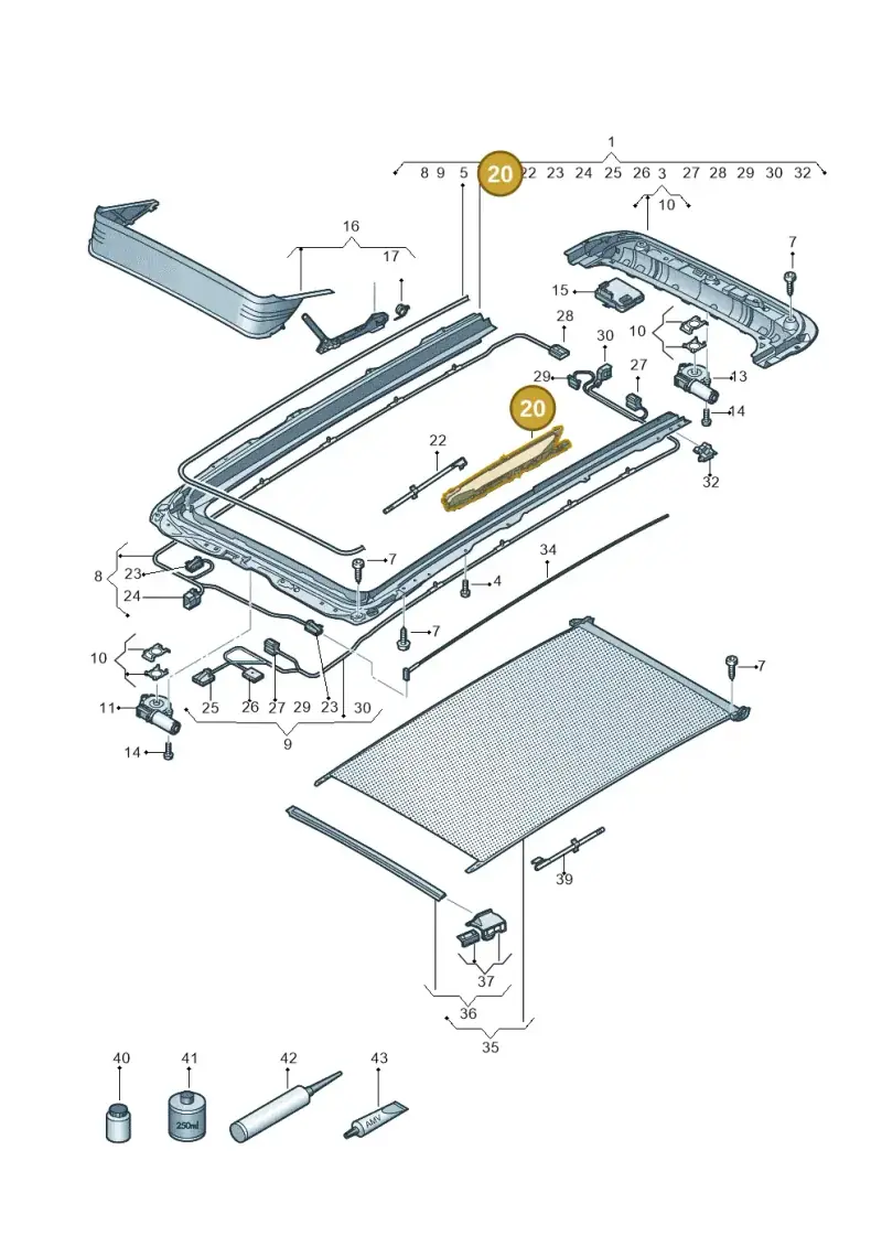 3G9898738A — Volkswagen Tiguan 2.0 4Motion (2016-2024) diagram 884877100, position 20