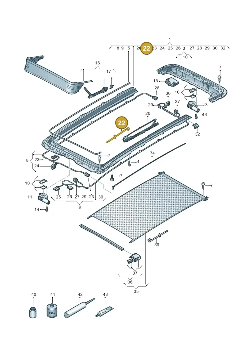 3G9898870 — Volkswagen Tiguan 2.0 4Motion (2017-2024) diagram 884877100, position 22