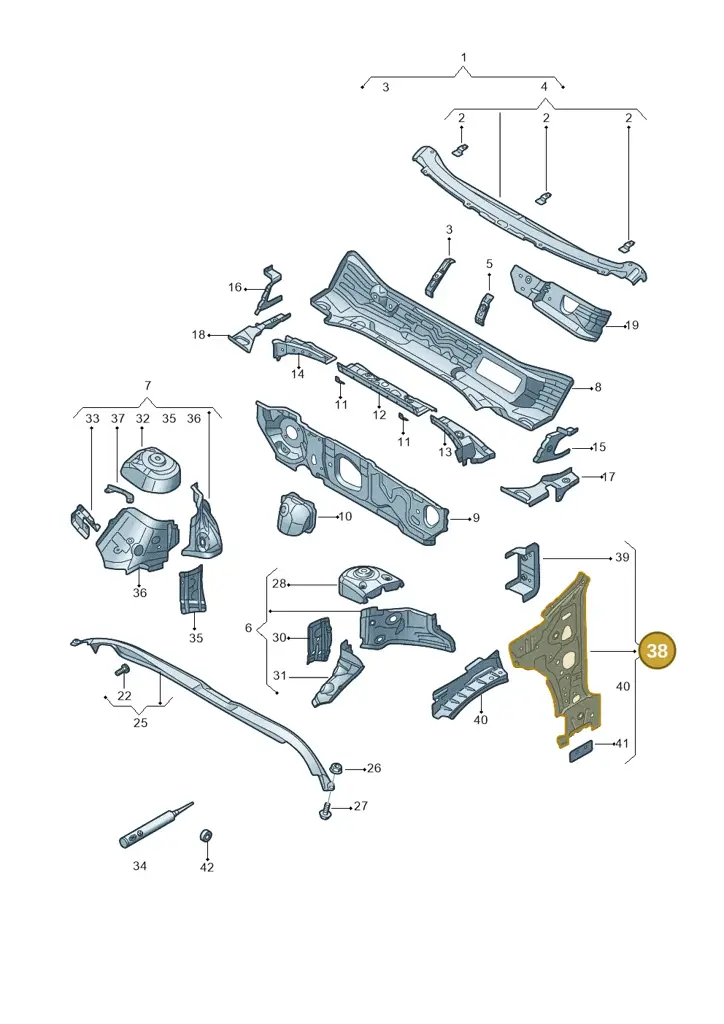 3J0801118 — Volkswagen Passat estate (2023-) diagram 3j0805200, position 38