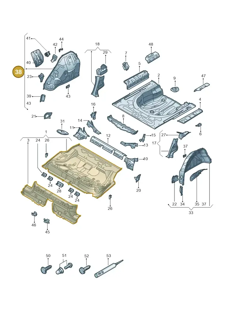 3J0809852A — Volkswagen Passat estate (2023-) diagram 3j0803350, position 38