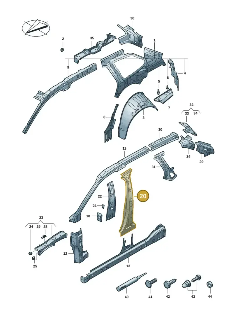 3J0810361 — Volkswagen Passat estate (2023-) diagram 3j0809000, position 20