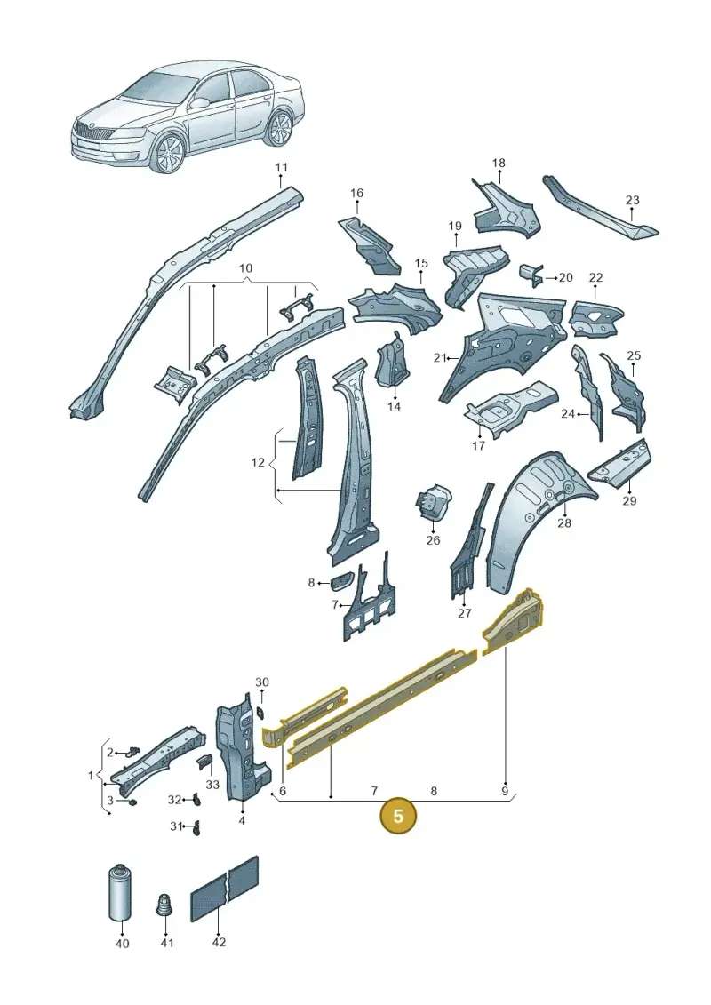 3J0810607A — Skoda Superb Combi (2023-2024) diagram 3p0809000, position 5