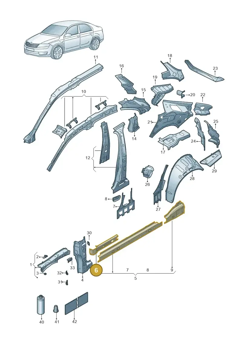 3J0810619A — Skoda Superb Combi (2023-2024) diagram 3p0809000, position 6